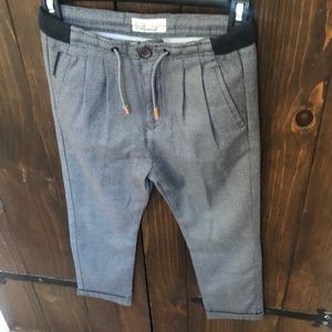 Zara boys trouser pants button drawstring pleats 7